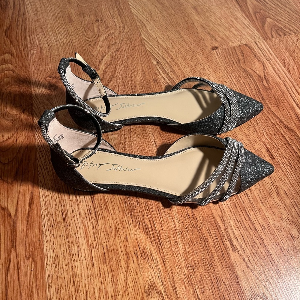 Betsey Johnson Black Glitter Heels